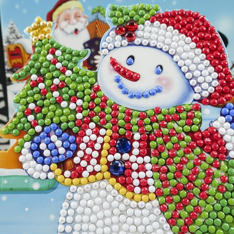 Shirliben 5D Diamond Painting Christmas Cards Snowman Santa Claus Diamond Painting For Adults Tool Kits Diy Craft Christmas
