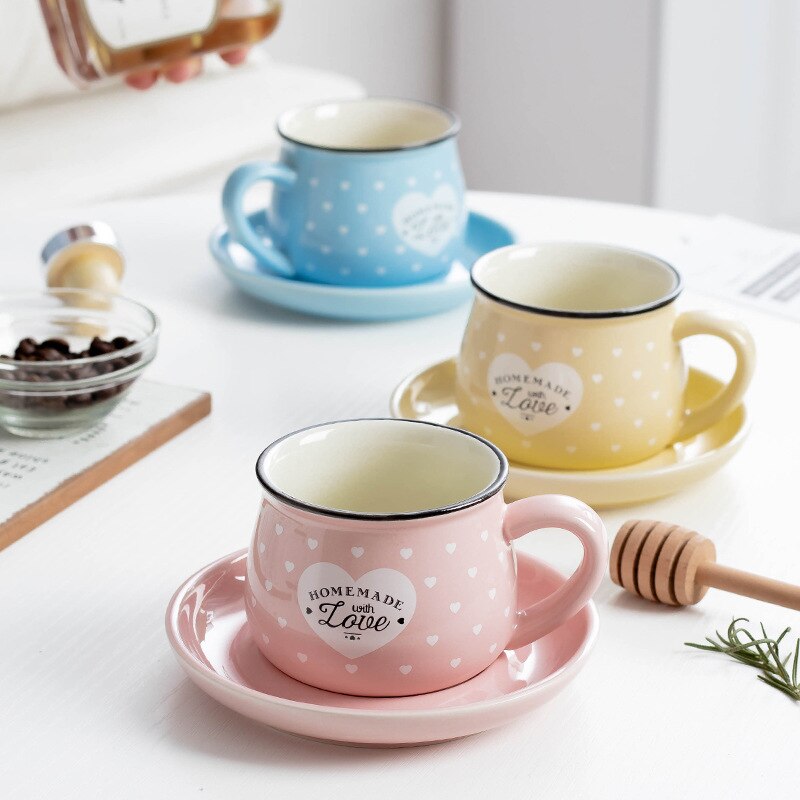 Ceramic Cup Coffee Mug Simple Modern Turkish Coffee Cups 6pcs Nordic Cartoons Tazas Cafe Cups and Saucers BE50MU