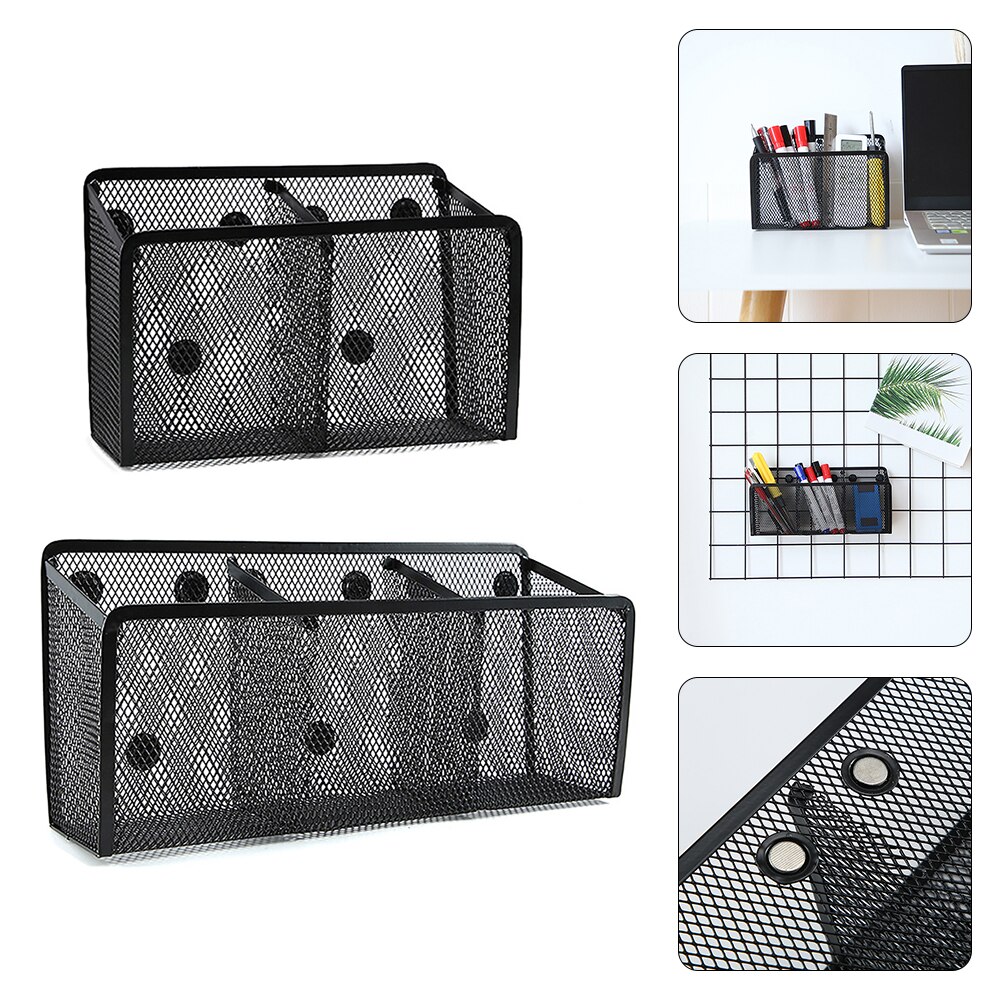 Panier magnétique en maille métallique, boîte de rangement pour stylos à craie, casier de maquillage, accessoires pour tableau blanc