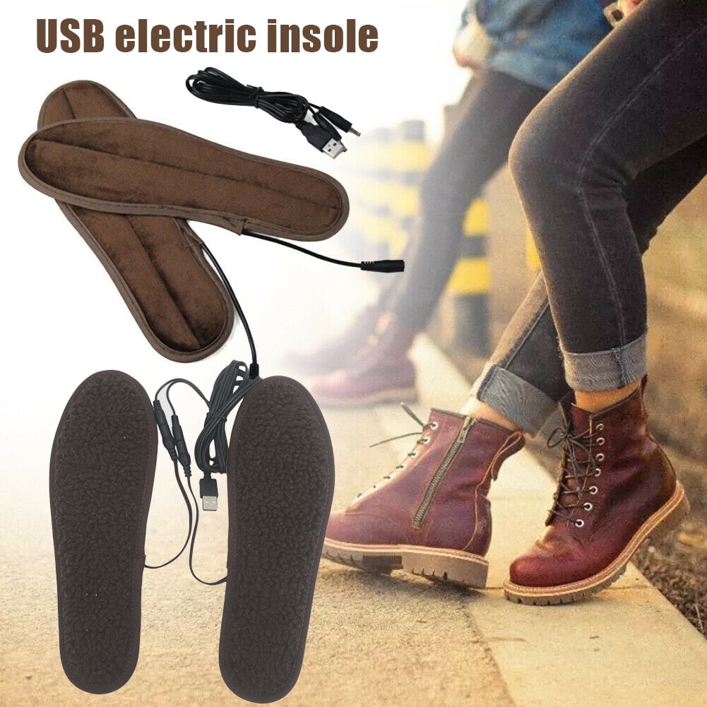 USB Heated Insoles Electric Pads Winter Foot Warmers Shoes Boot Heater Insoles Washable Warm Thermal Insoles Unisex Plantillas