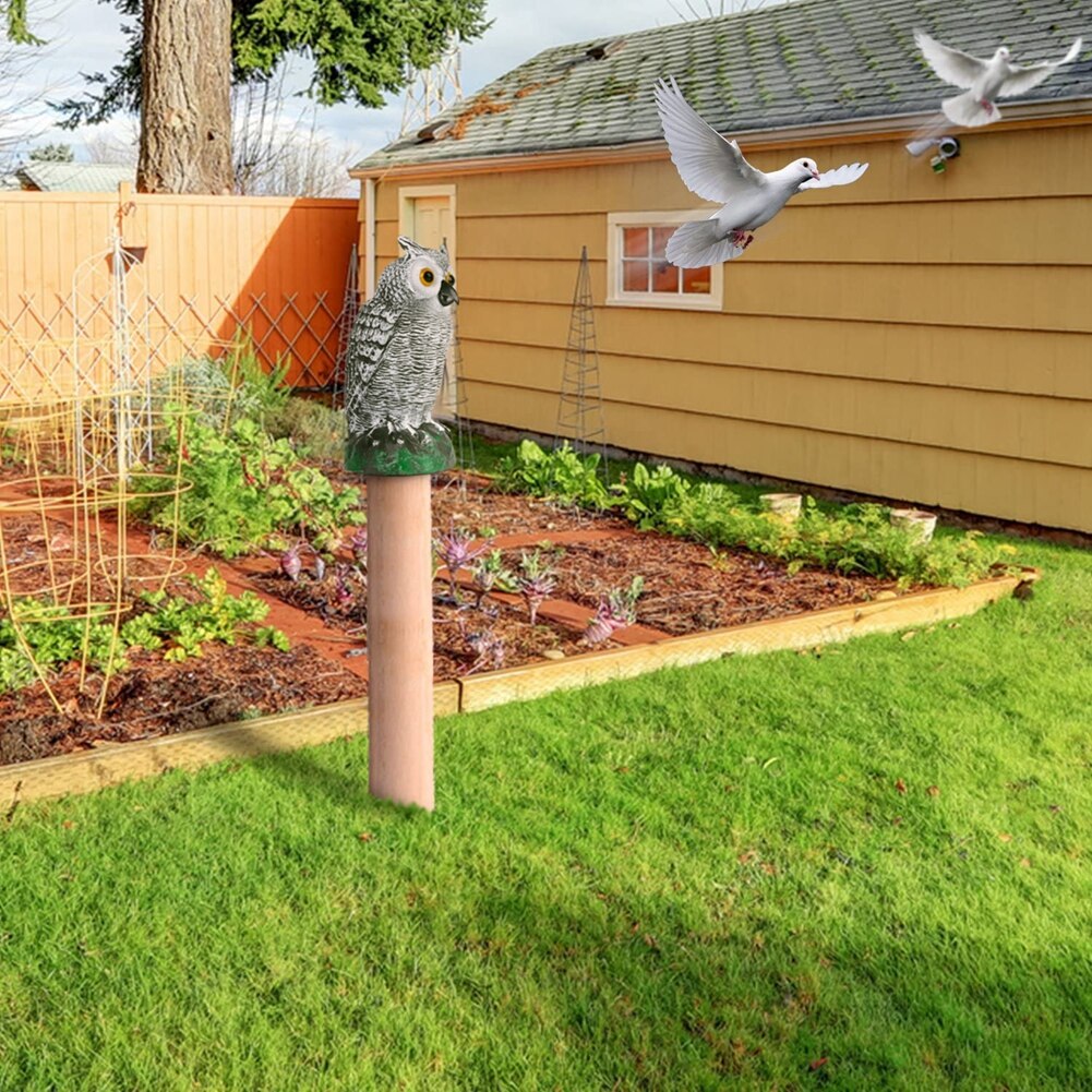 Outdoor Simulated Owl Weatherproof Dummy Owl with Long Ears Garden Bird Scarecrow
