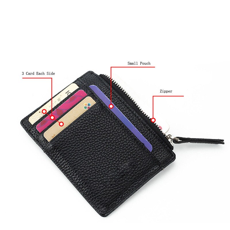 Womens Men Unisex Leather Small Mini Wallet Card Holder Zip Coin Purse Handbag