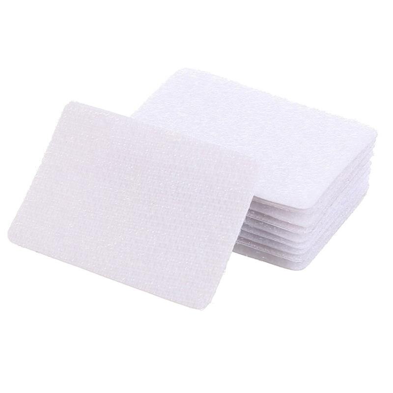 10 Paren/partij Sterke Zelfklevende Klittenbandsluiting Tape Nylon Sticker Adhesive Sluiting Haak Loop Met Lijm Voor Diy: Rectangle white