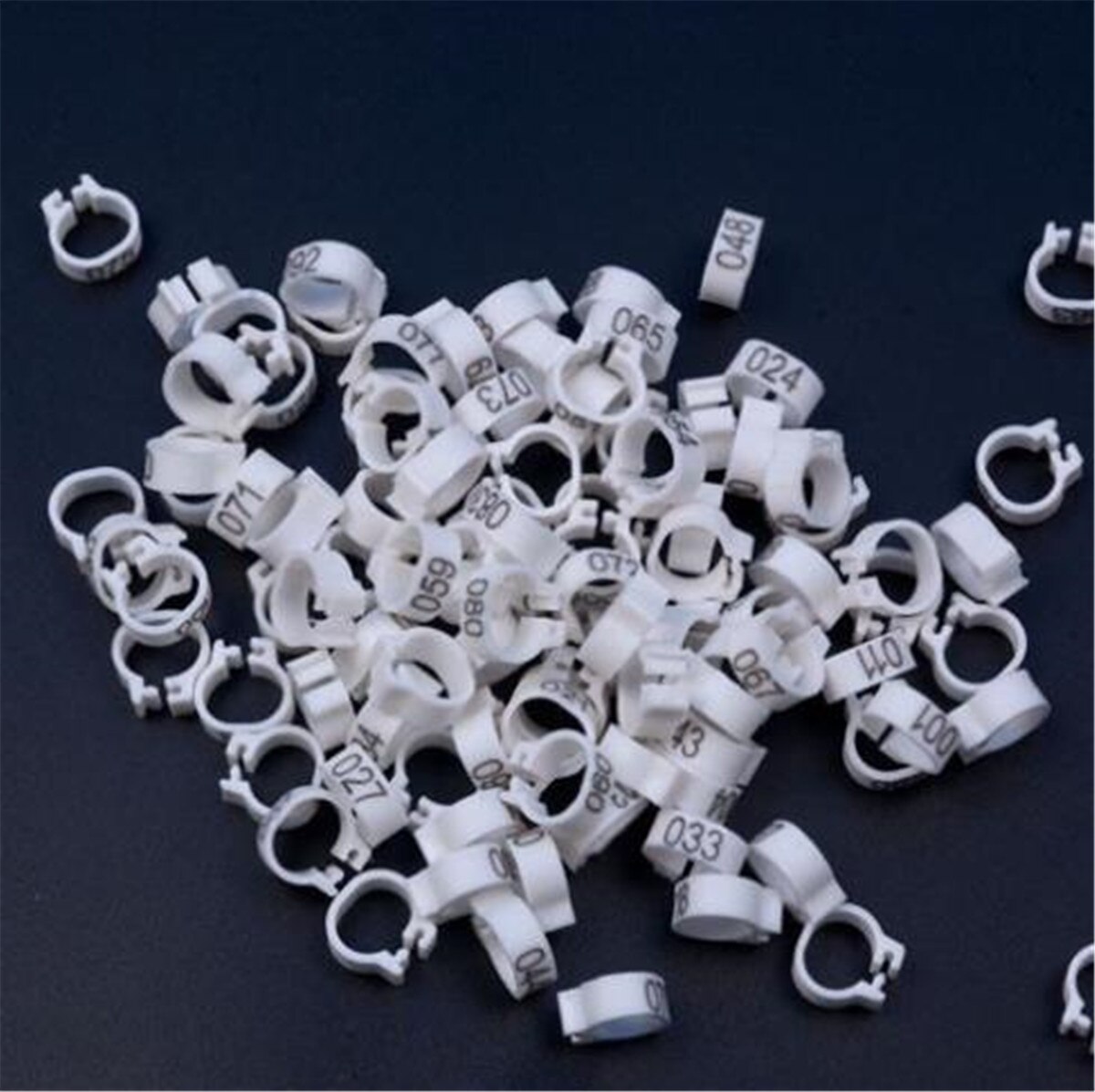 100Pcs Vogel Ringen Been Bands Voor Duif Papegaai Gevogelte Clip Ringen Nummer 1-100: White