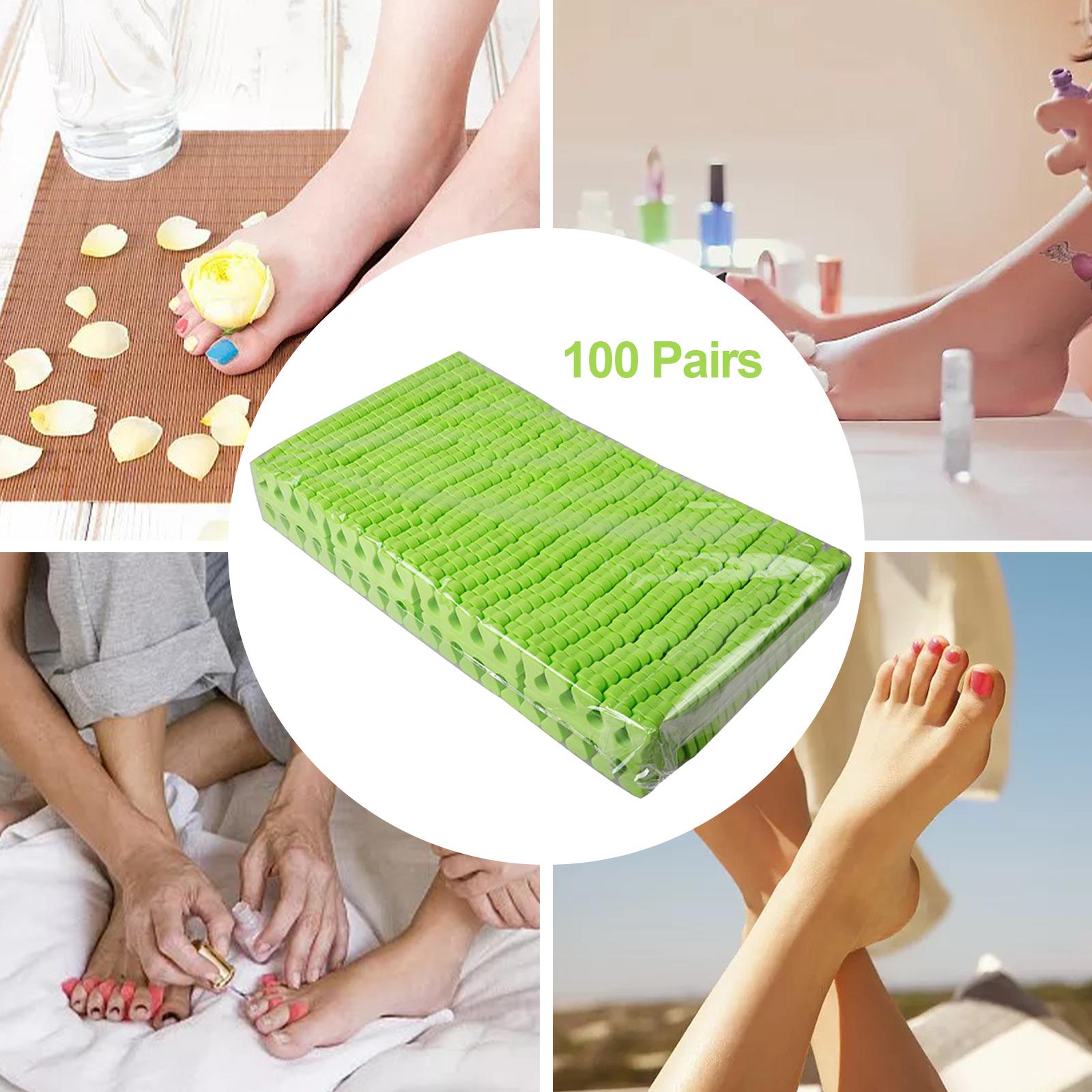 Nail Art Toe Separator Sponge Splitting Device Green Fingers Separators for Manicure Home Use Old Teen Pedicures 100 Pairs