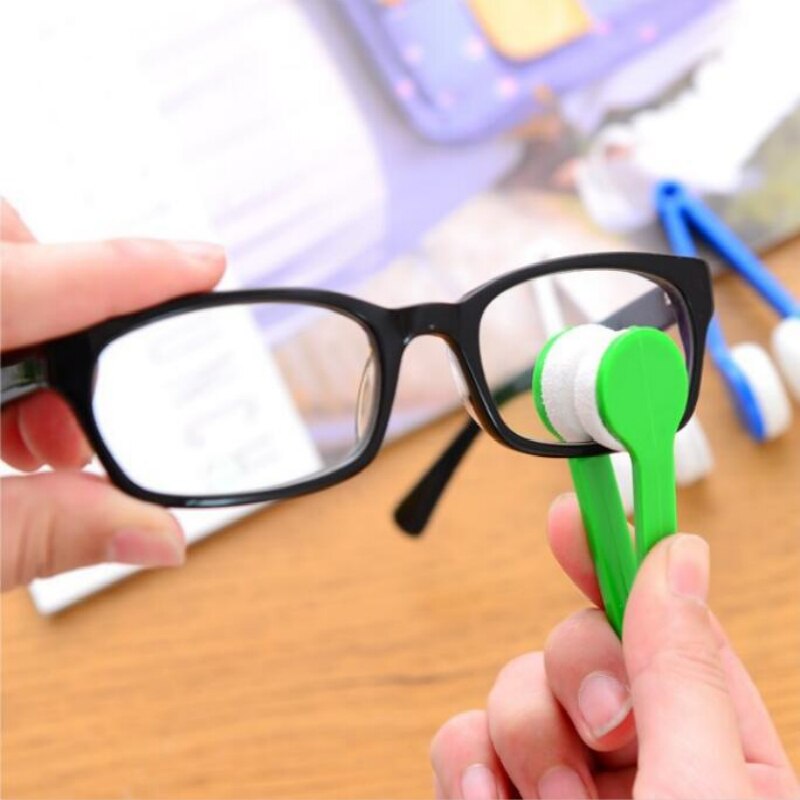 Bærbare multifunktionelle briller rengøring gnid briller solbriller briller mikrofiber rengøringsbørster aftørringsværktøj mini 1 stk