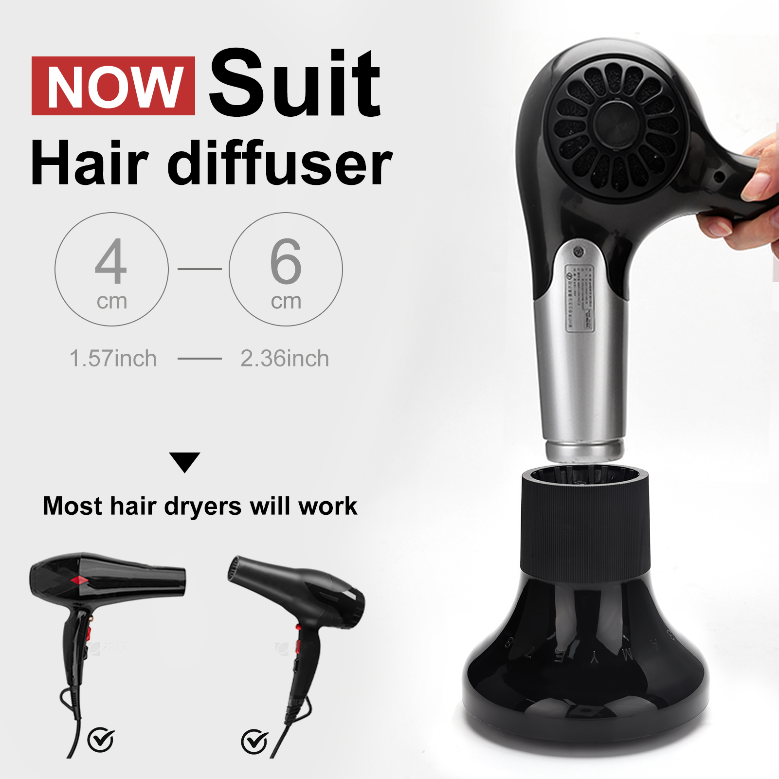 Difusor de secador de pelo Universal para mujer, accesorio de secador de pelo largo y rizado de 3,5 cm a 5cm para cabello ondulado, Herramienta de Peinado liso