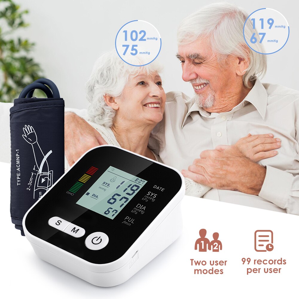 Elektrische Bloeddrukmeter Bovenarm Voice Alarm Automatische Digitale Medische Heart Beat Pulse Tonometer Bloeddrukmeters