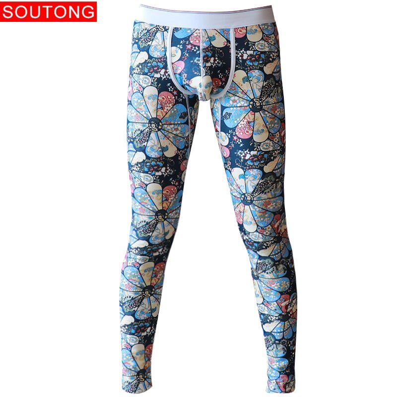Soutong Winter Warm Men Long Johns Thermal Underwear Bottoms Printed Soft Cotton Thermo Thick Plus Velet Man Thermo Pants