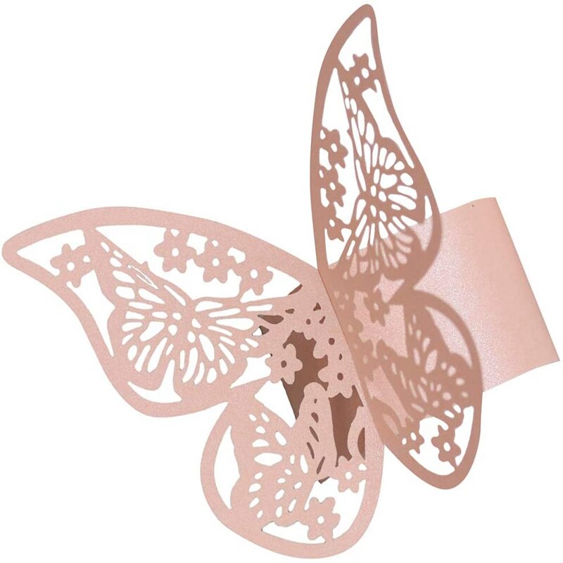 50Pcs 3D Butterfly Paper Napkin Rings for Weddings Party Serviette Table Decoration Butterfly Napkin Rings