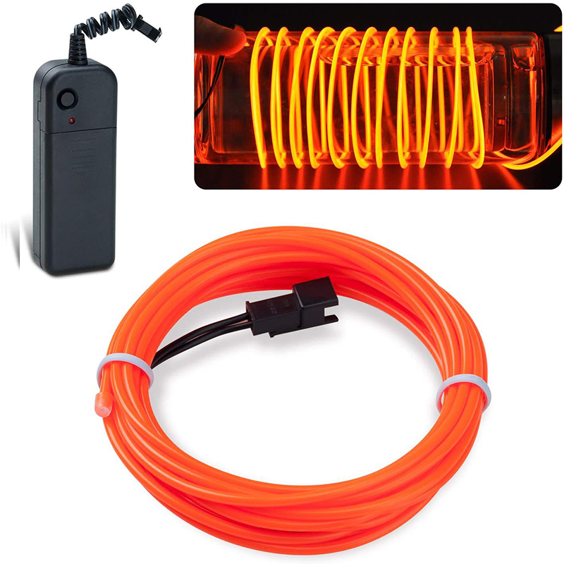 Câble métallique fluo à LED, 2m, luminaire décoratif idéal pour une soirée séparés ante, Noël, une voiture ou un rave: Or