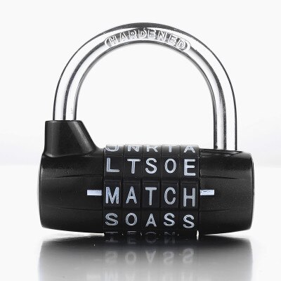 5 Letter Zinc Alloy Combination Padlock Code Password Lock Door Cabinet Drawer Bike Motorcycle Student Locker: Black