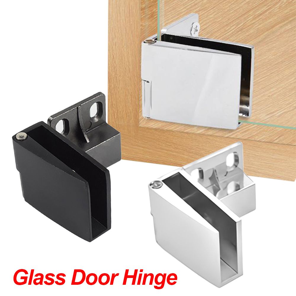 Zinc Alloy Glass Door Hinge Self-closing Side Mounted Frameless Clamp Furniture Accessories No Drilling Cabinet Door Hinge