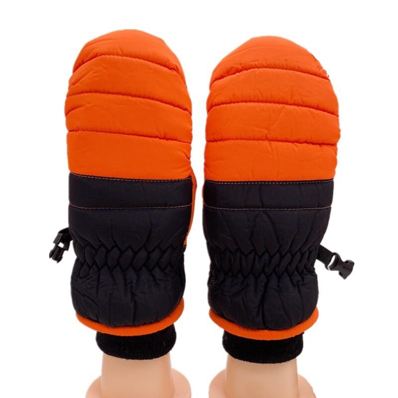 Children Winter Warm Ski Gloves Boys/Girls Kids Sports Waterproof Windproof Non-slip Snow Mittens Extended Wrist Skiing Gloves: Orange 1