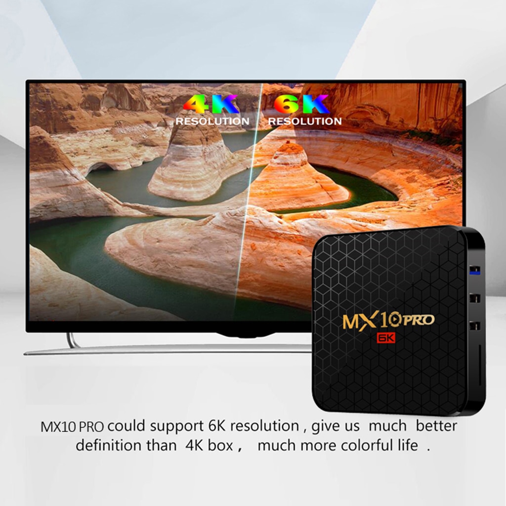 Mx 10 Pro H6 4 + 64GB inteligente Octa Core Android 9,0 Dual-banda WIFI 6K nosotros