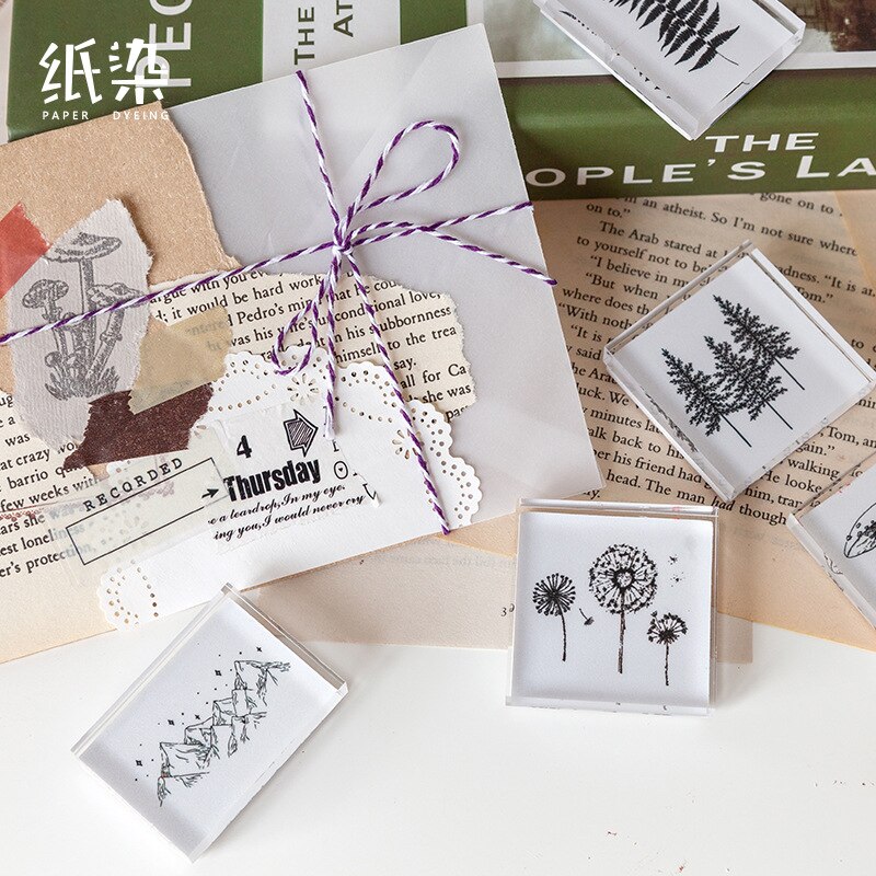 Tampon décoratif avec séries langue forestière, sceau végétal transparent en acrylique, pour papeterie scrapbooking, timbres standard artisanaux, bricolage