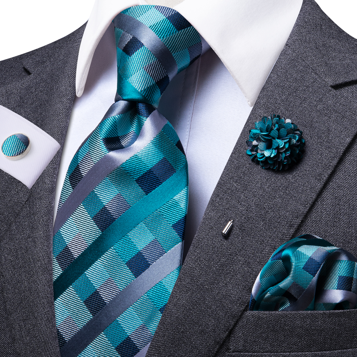 Corbata de negocios de seda azul claro liso para hombre, corbata de de alta corbata de lujo de 8,5 cm, broche de gemelos, corbata de boda para hombre 2023: Rojo