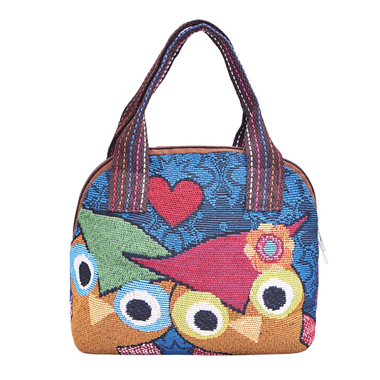 Women Cartoon Canvas Tote Ladies Owl Printing Shopping Bags Feminina Simple Mini Eco Cloth Small Handbags