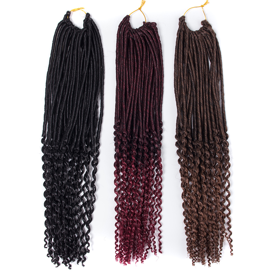 Qp hår sort hæklet faux locs 20 tommer 100g ombre hæklet fletning lås hår extensions 24 roots sort ombre farve