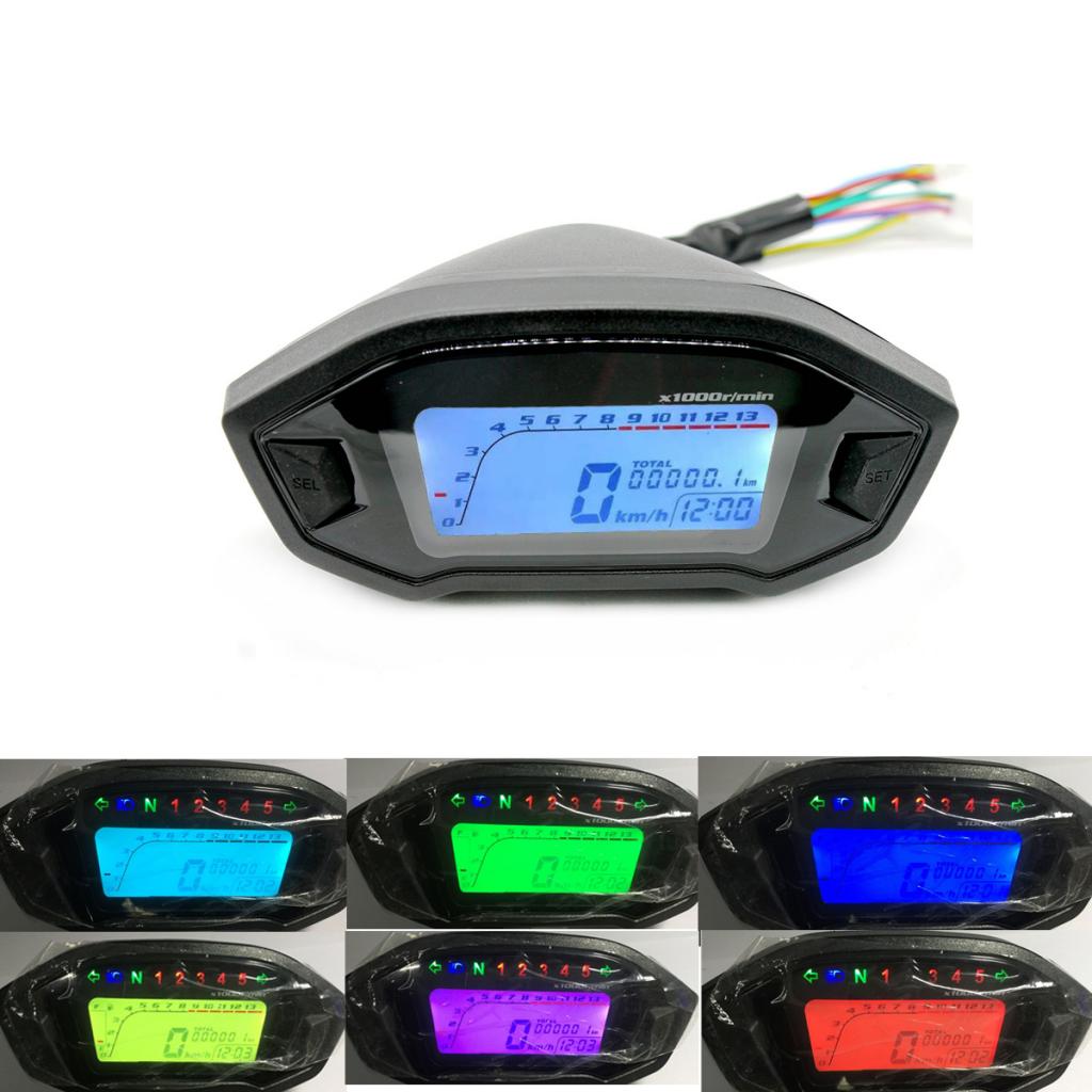 7 Color LCD Digital Backlight Motor Odometer Speedometer Tachometer Gauge