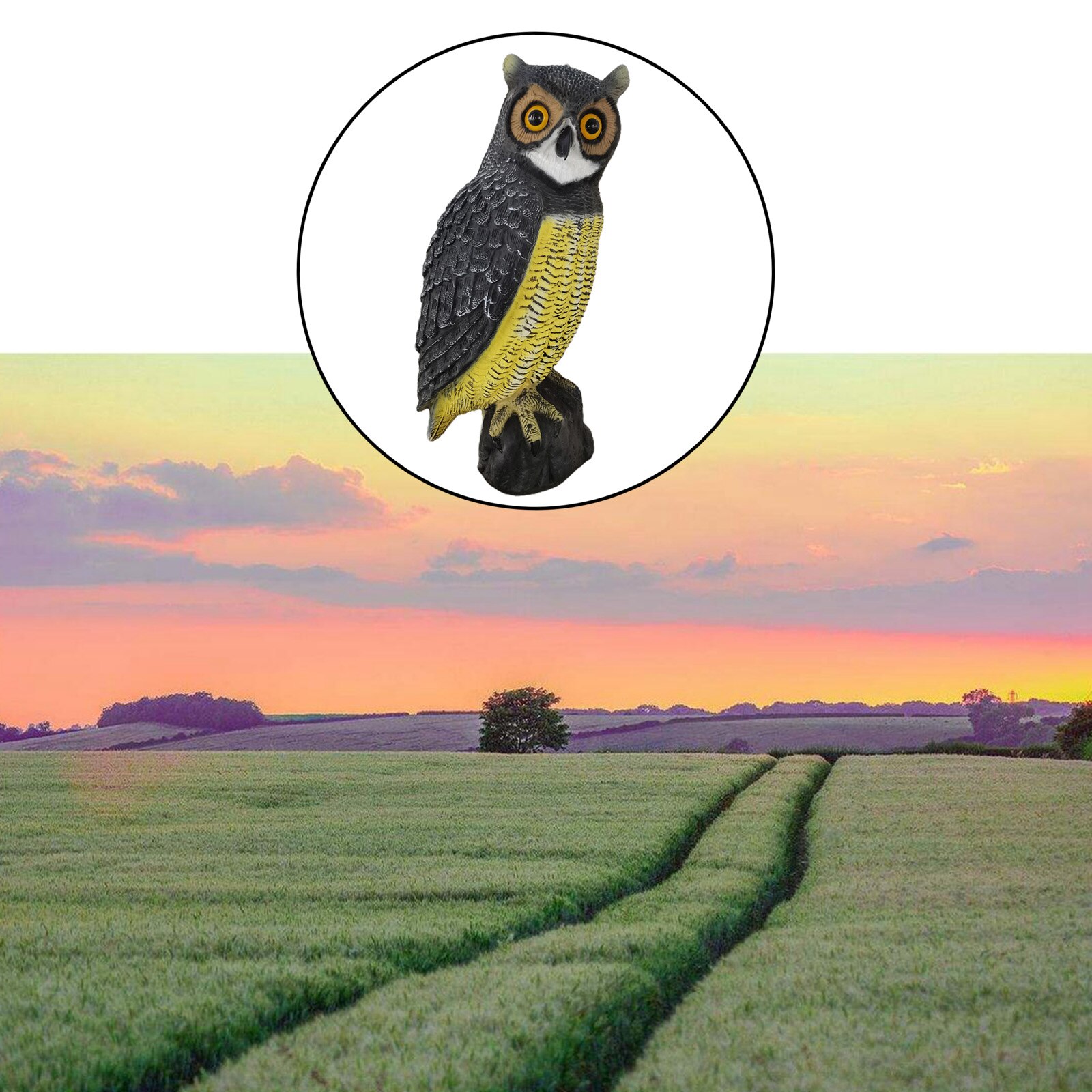 Large Plastic Owl Statue Bird Deterrent Decoy Scarecrow for Garden Farm