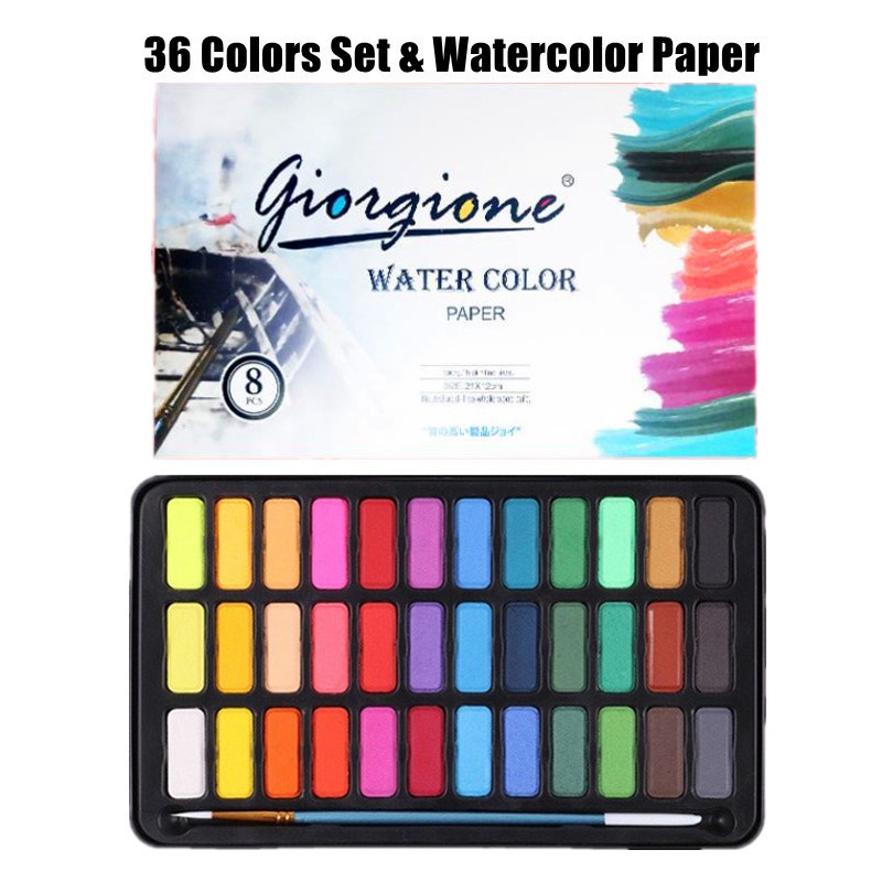 Kit Pintura De Aquarela Com Pincel, Papel De Aquarela, 24/36 Cores Profissional kit De Aquarela, Pigmento: Vermelho