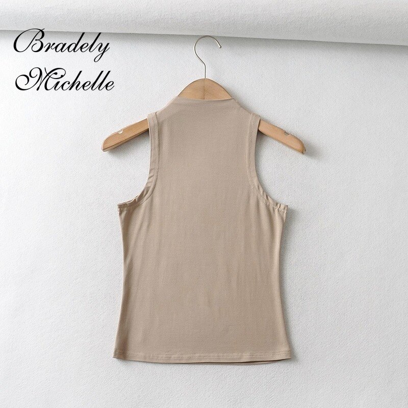 Bradely Michelle Zomer Aankomst Vrouwen Effen Kleur Causale Sexy Croped-Top Mouwloze Tank Streetwear