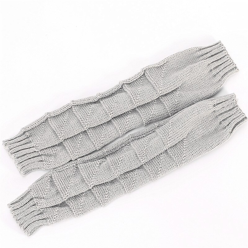 Retro kvinnlig kausal damhandskar twist fingerlösa handskar vinter armvärmare lång stickad vante för dam damhandskar: Ljusgrå