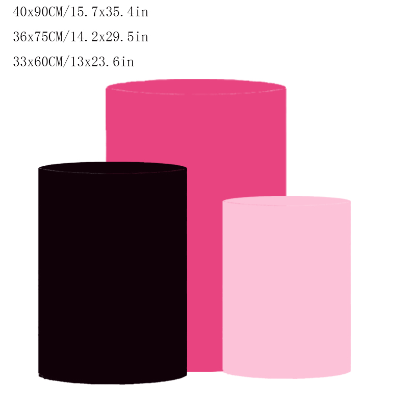 3 PCS Pink Pedestal Covers Birthday Party Decoration Gold White Fairy Tale Plinth Cover Cylinder Cover Event Props Elastic: light brown