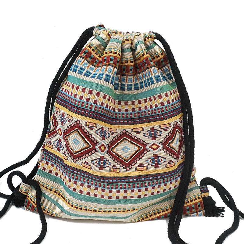LilyHood damski plecak z tkaniny żeński cygański czeski boho chic Aztec Ibiza Tribal etniczny Ibiza brązowy plecak ze sznurkiem torby: NO 18