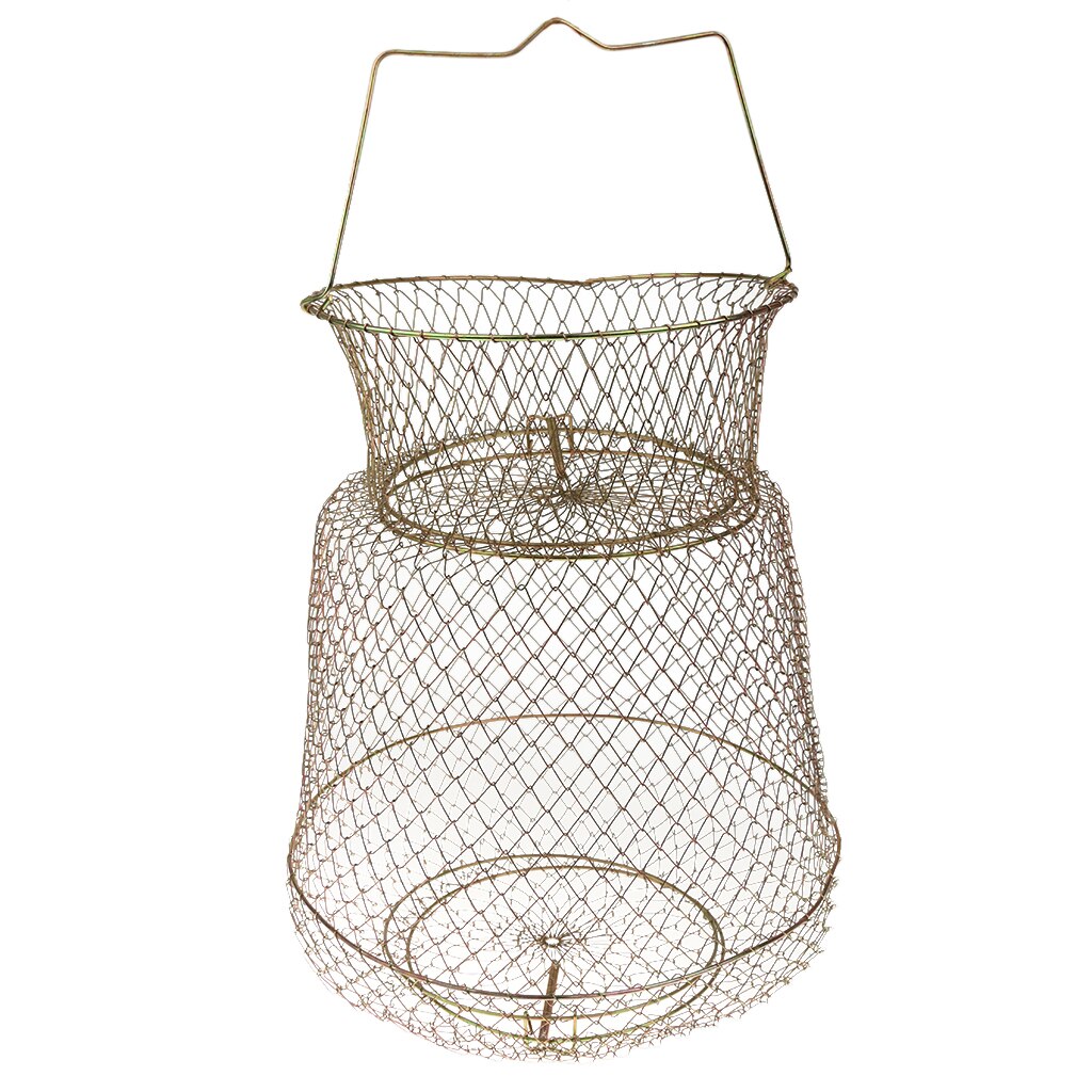 1pcs Fishing Net Round Steel Wire Basket Fish Lobster Prawn Cage Creel: 30 cm