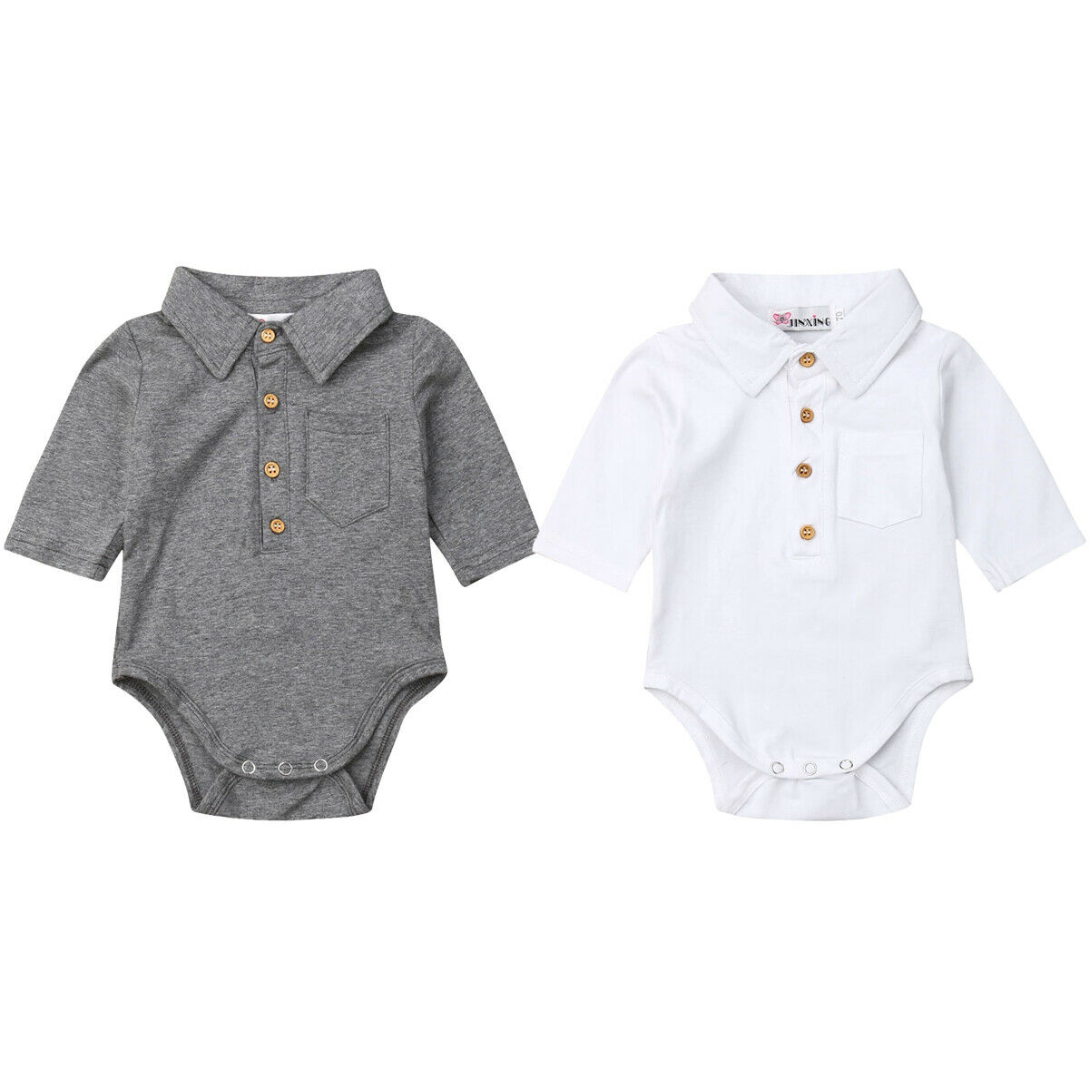 Schattige babyjongen heren effen formeel bodysuit korte mouwen omslagkraag jumpsuit outfits set kleding