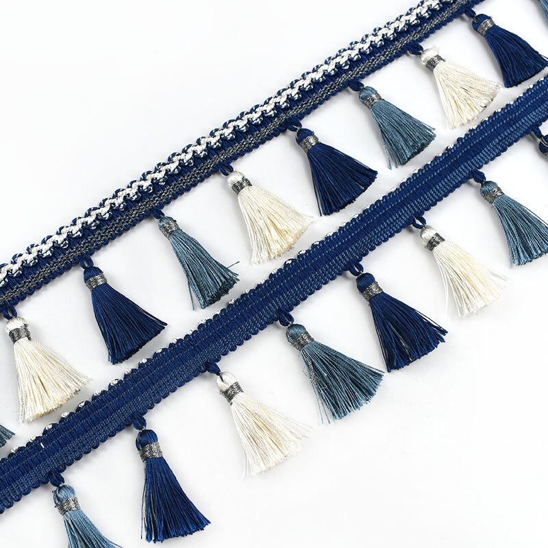1/2Meters Meetee 85mm Wide Curtain Trim Tassels Lace Fringe Ribbon DIY Handmade Mantle Sofa Hometextile Decortion Accessories: Royal Blue / 1Meter