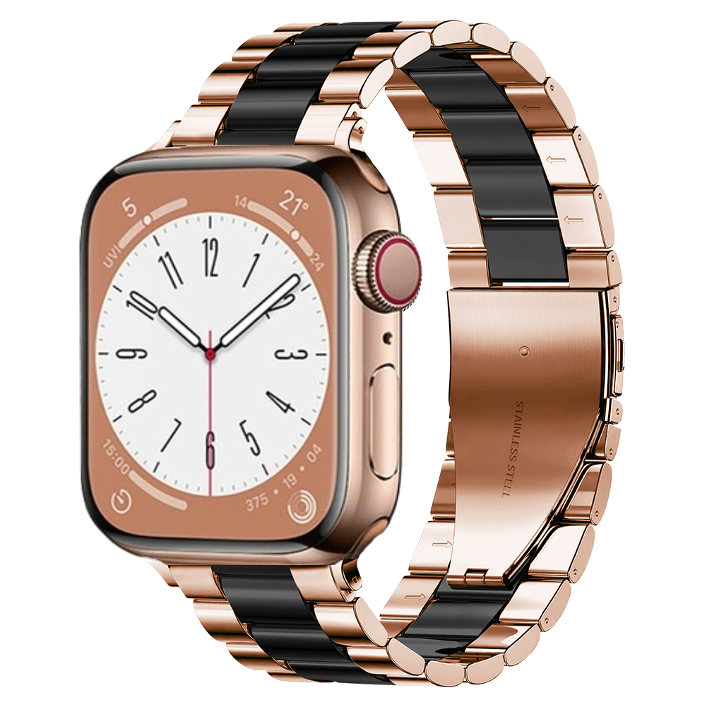 Pulseira de Aço Inoxidável para Apple Watch, Bracelete de Metal, Ultra 49mm, 10mm, 42mm, 46mm, 9mm, 8, 7, 45mm, 41mm, iWatch 6, 5, 4, 3, SE, 44 milímetros, 40 milímetros: Prata amarelo / 12mm