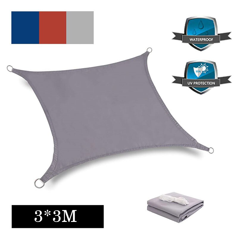 Waterproof Sun Shelter Rectangle Square Shade Sail Garden Terrace Canopy Pool Yard Car Plant Sail Awnings Sunshade Outdoor Camp: 3x3 Grey