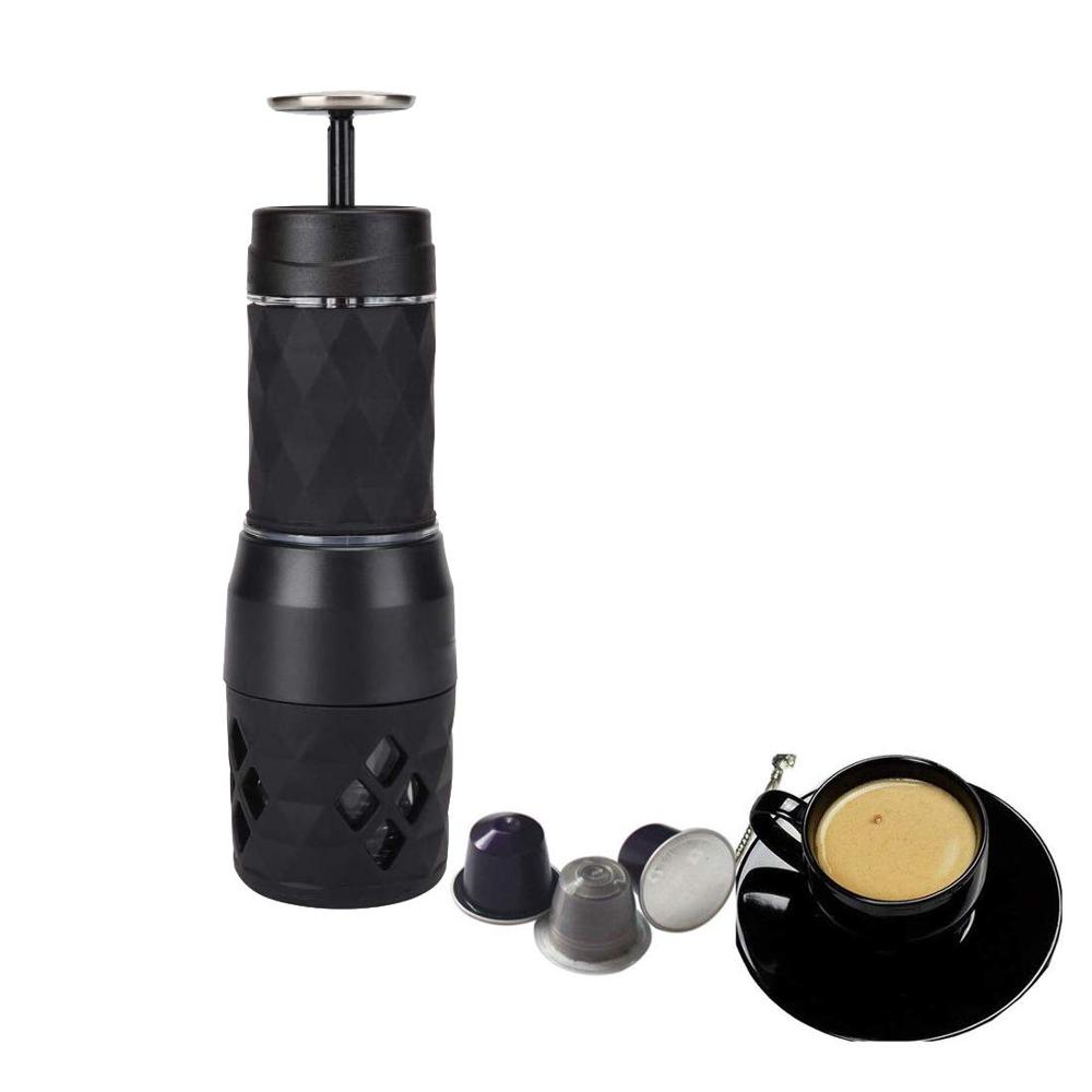 Manuel kaffemaskine håndtryk bærbare kapsler kaffemaskine til nespresso kapsler & malet kaffe， mini espressomaskine