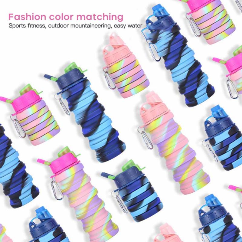 Podróżna butelka silikonowa składana wielokrotnego użytku zewnętrzne butelki na wodę robić siłowni kemping piesze wycieczki przenośne szczelne butelki sportowe