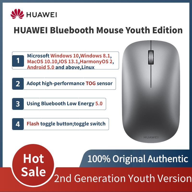 Original HUAWEI Bluetooth Mouse Youth Edition CD23 Portable Wireless Game Mouse 2nd Generation 1200dpi 2.4GHz TOG Sensor Mouse