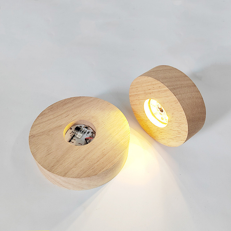 3d kristallglaskulor i harts, träställ, runda, 8cm 10cm varm- och kallljus led-sockel, drivs av aaa-batterier