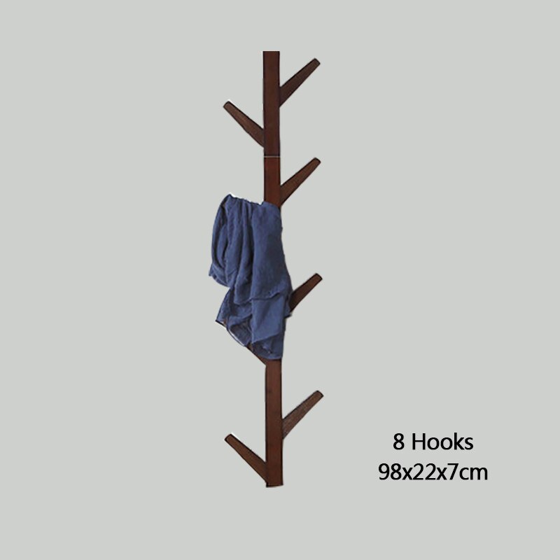 Mrosaa bamboe houten hangende kapstok wandhaak kledinghanger woonkamer slaapkamer wandplank decoratie hanger 6/8/10 haken: Donkerbruin 8 haken