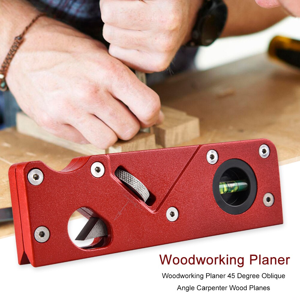 Woodworking Planer Mini Hand Tool 45 Degree Angle Oblique Angle Edge Carpenter Wood Planes Trimming Chamfering w/Spirit Bubble