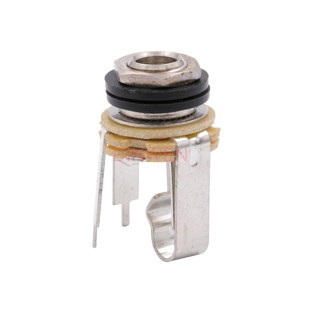 1/4 "6.35 Mm Mono Gitaar Bas Hoofdtelefoon Jack Socket Connector Pcb Panel Mount Met Schakelaar Nikkel Plaat Messing 1 pc