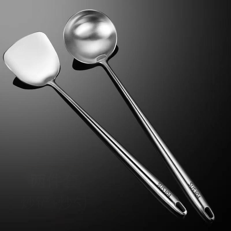304 Stainless Steel Wok Spatula Metal Kitchen Accessories Slotted Turner Rice Spoon Ladle Cooking Tools Utensil Set: plum