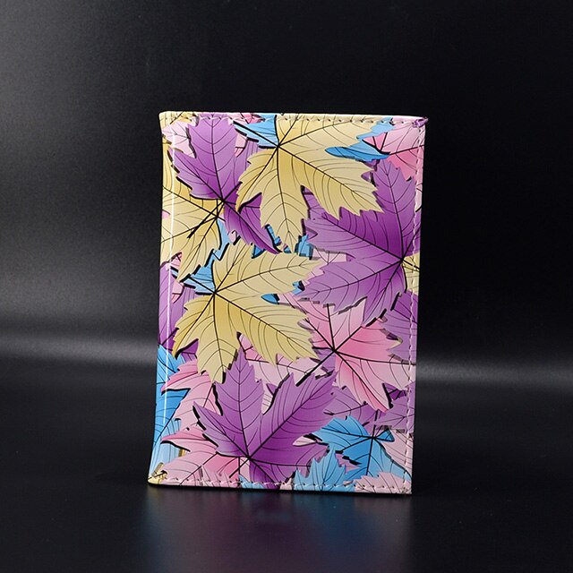 Söt lönnlöv kvinnor passfodral resor pu läderfodral för pass reseplånbok pasportskydd passportfodralhållare: Färg 6