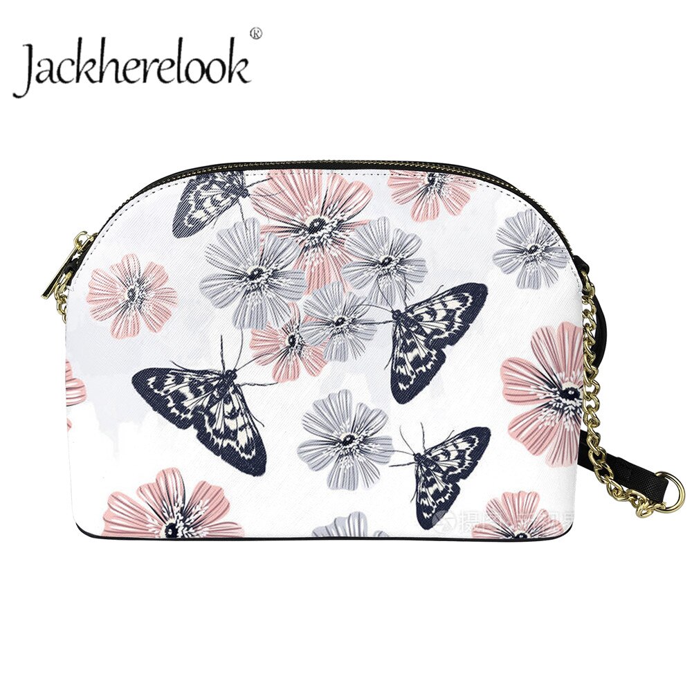 Jackherelook meisjes casual draagbare handtas dames vlinderpatroon rits schelp messenger ketting pu leer patry club tassen: Zba 800 d 49