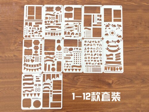 12/20pcs Bullet Journal Stencil Set Plastic Planner DIY Drawing Template Diary: 12pcs