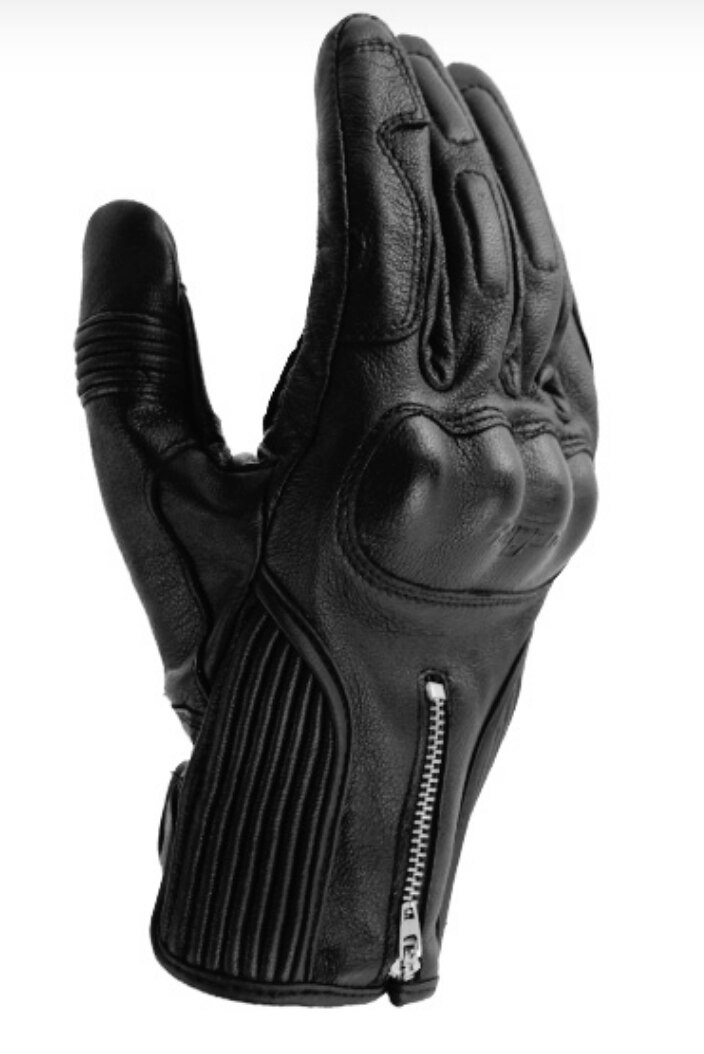 Motorfiets retro leren handschoenen scooter cafe bobber handschoen touchscreen rits open: Xl