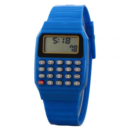 Plastic Children Digital Square Wrist Watch Mini Portable Calculator Exam Tool Kids AG4 Button Battery