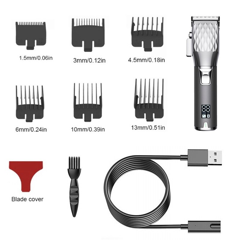 Mannen Professionele Oplaadbare Tondeuse Kapper Aanpassing Salon Machine Tondeuse Lcd Diaplay Elektrische Haar Snijgereedschap