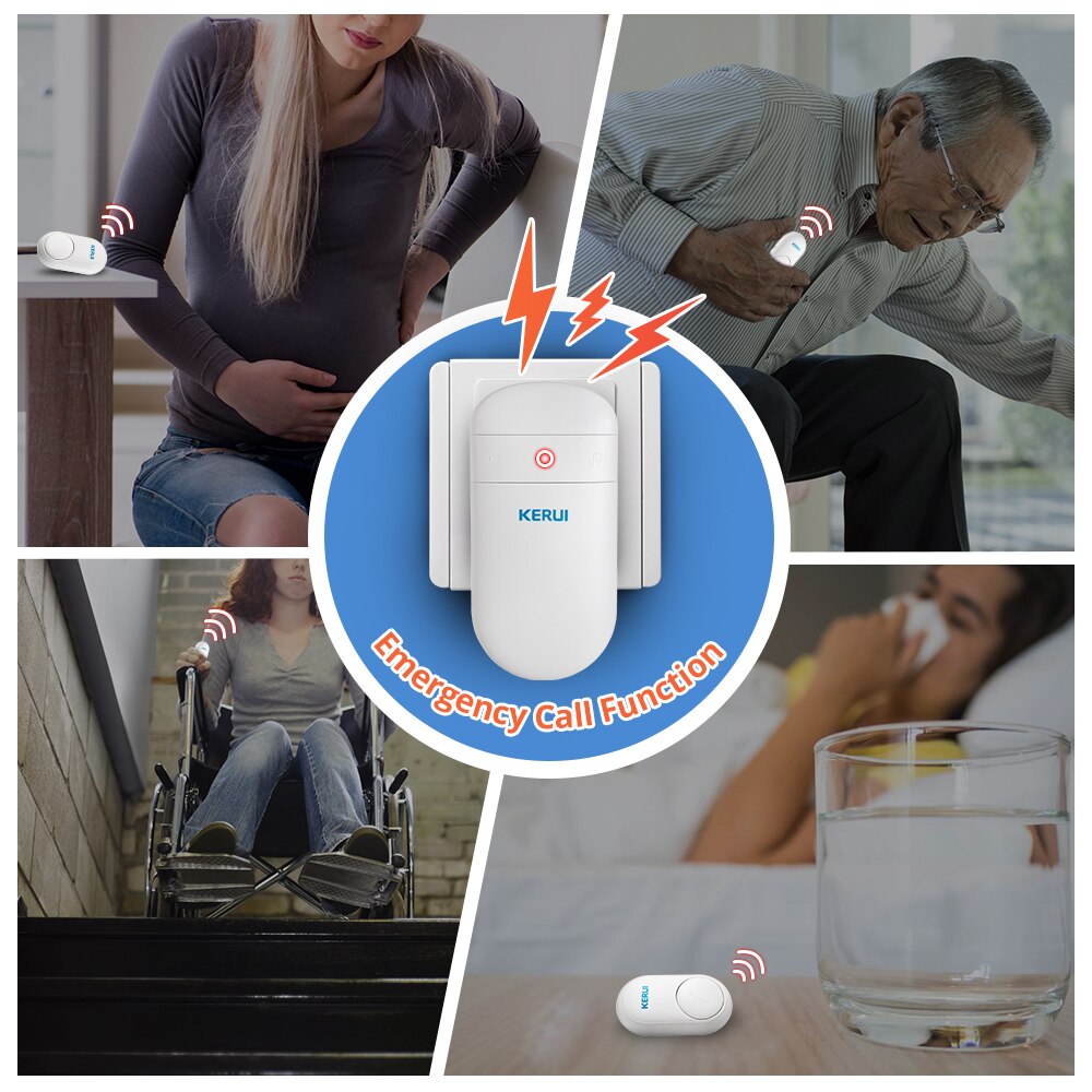 KERUI Wireless Doorbell Self Power Generation Home Welcome Chimes DoorBell Smart Mute Mode 52 Songs LED Light No Need Battery